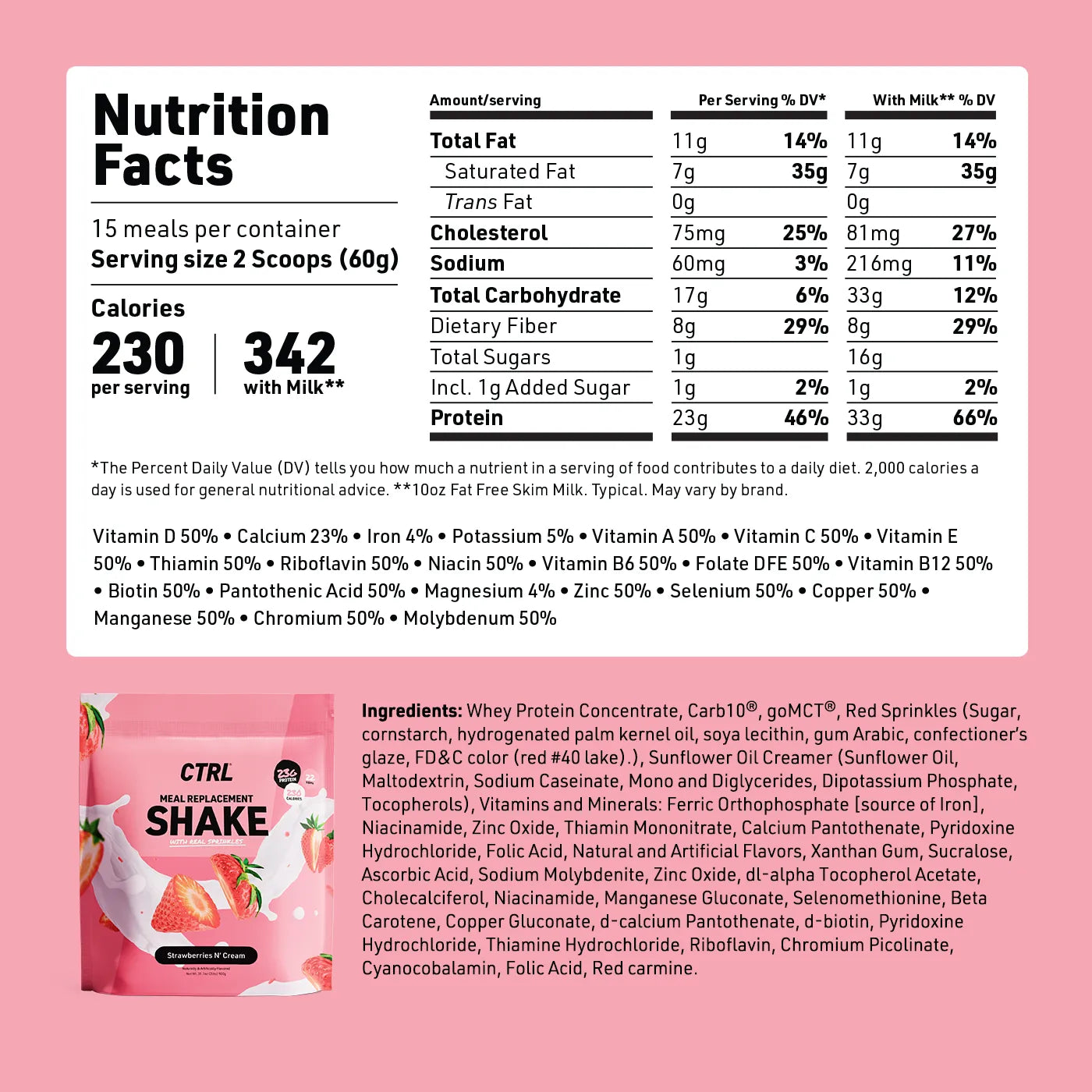 Strawberries N' Cream Meal Replacement Shake I CTRL – drinkctrl.com